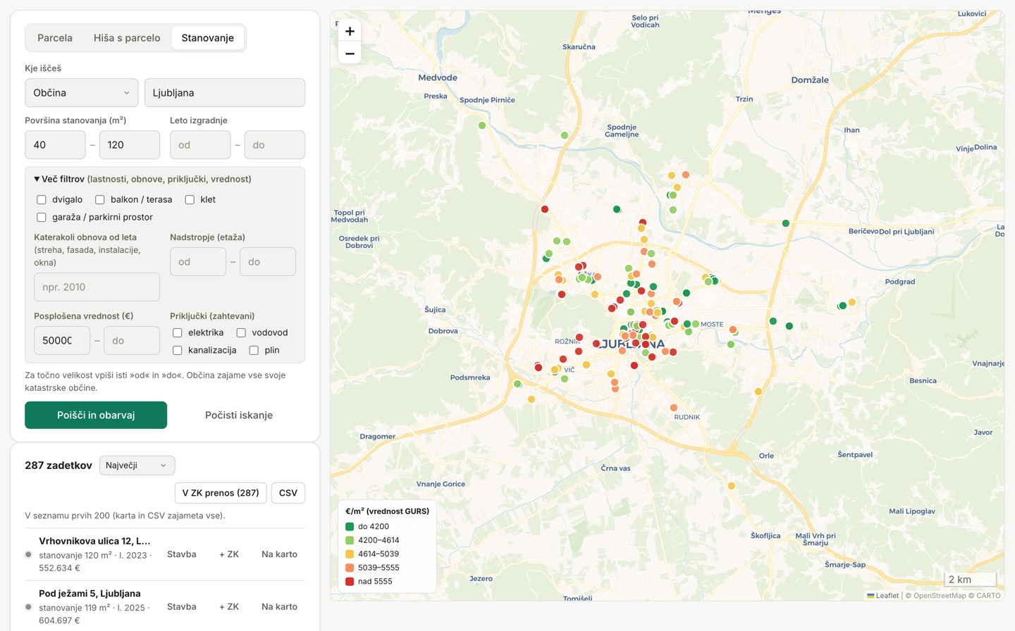 Posnetek orodja Natančno iskanje
